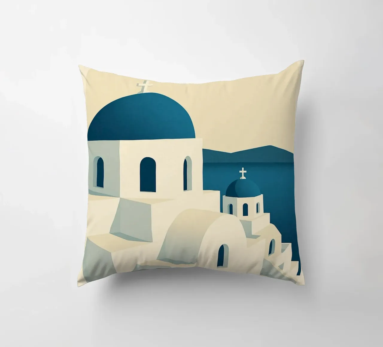 SANTORINI – Affiche vintage architecture grecque cuscino da JETLAG | affiches voyage