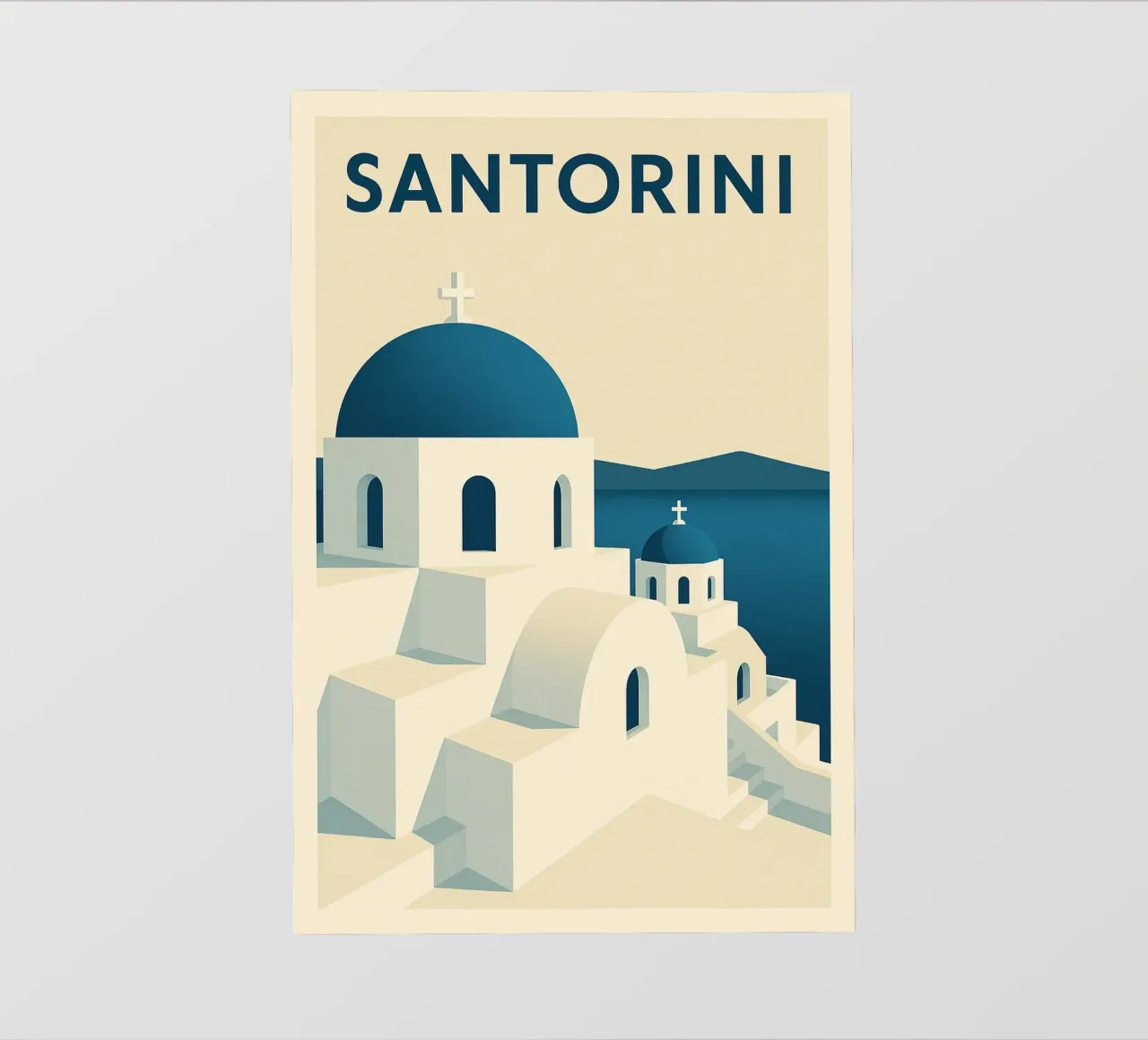 SANTORINI – Affiche vintage architecture grecque pellicola backlit da JETLAG | affiches voyage