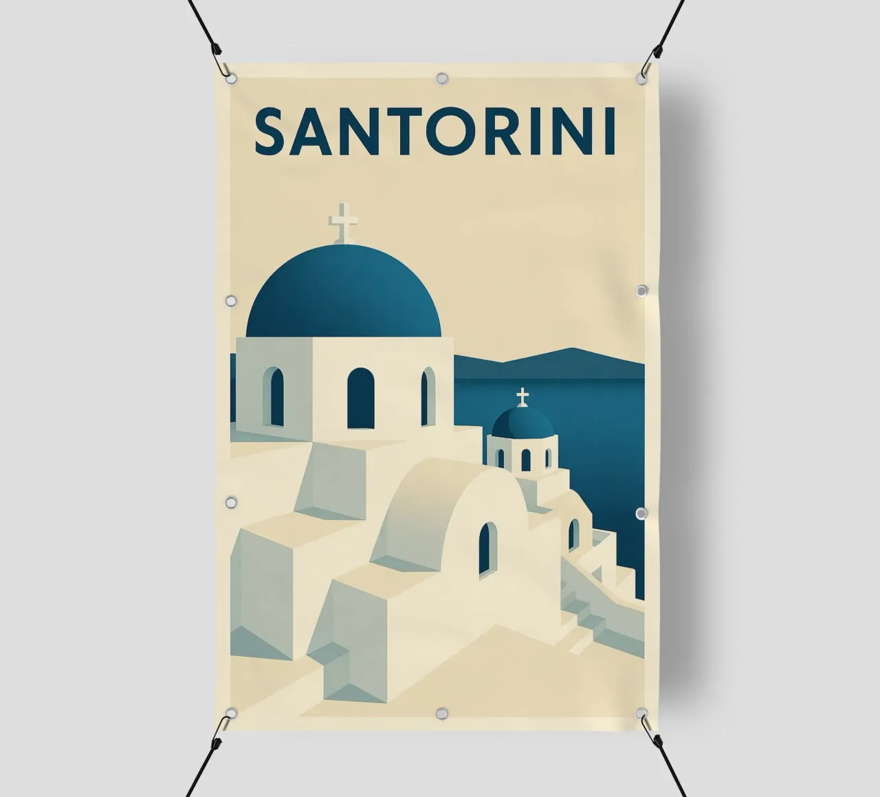 SANTORINI – Affiche vintage architecture grecque telo in pvc da JETLAG | affiches voyage
