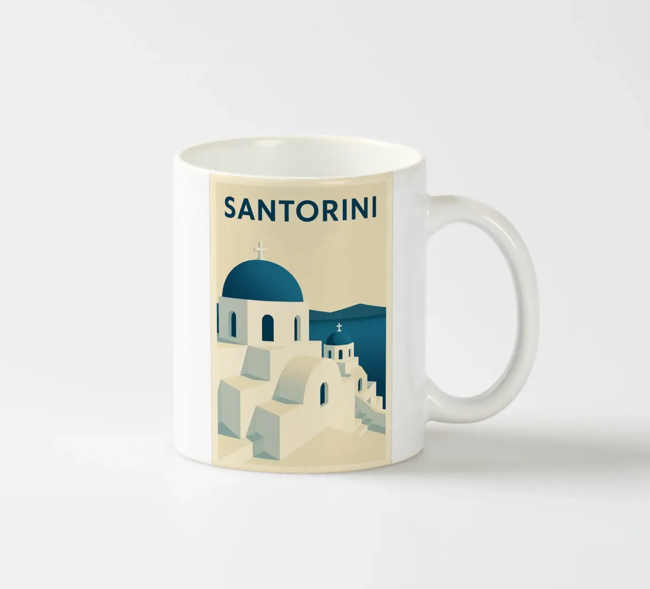 SANTORINI – Affiche vintage architecture grecque tazza in ceramica da JETLAG | affiches voyage