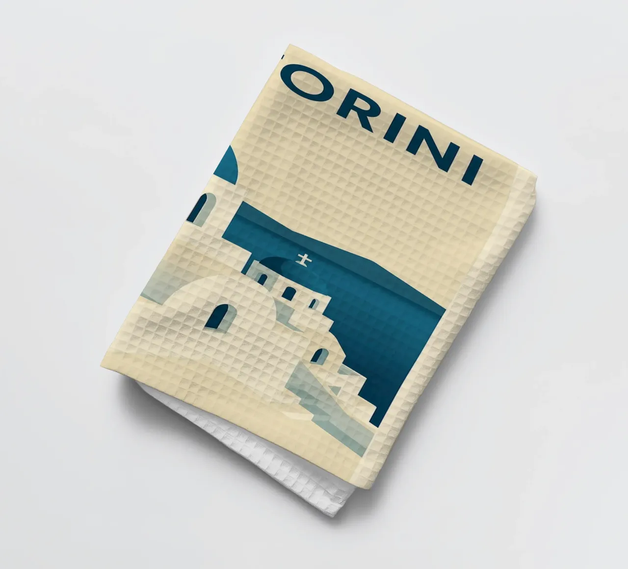 SANTORINI - Affiches d'architecture grecque d'époque torchon de JETLAG | affiches voyage