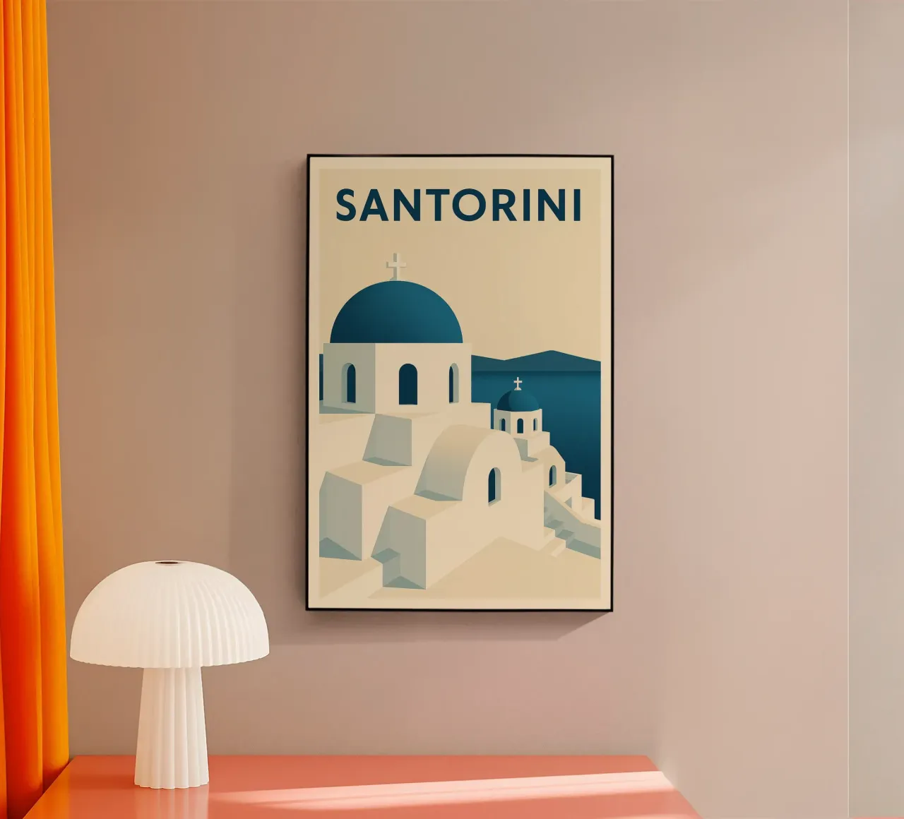 SANTORINI – Affiche vintage architecture grecque plexiglass da JETLAG | affiches voyage