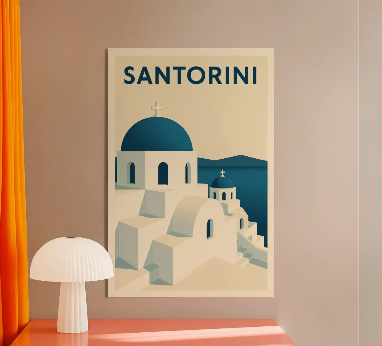 SANTORINI – Affiche vintage architecture grecque plexiglass da JETLAG | affiches voyage