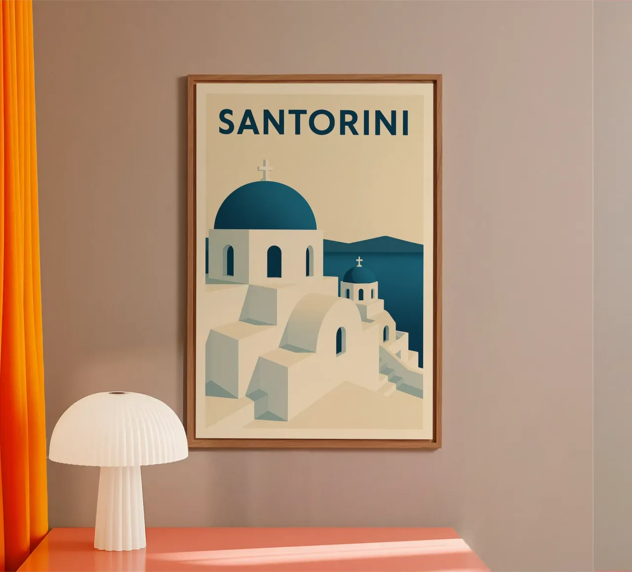 SANTORINI – Affiche vintage architecture grecque alluminio dibond da JETLAG | affiches voyage