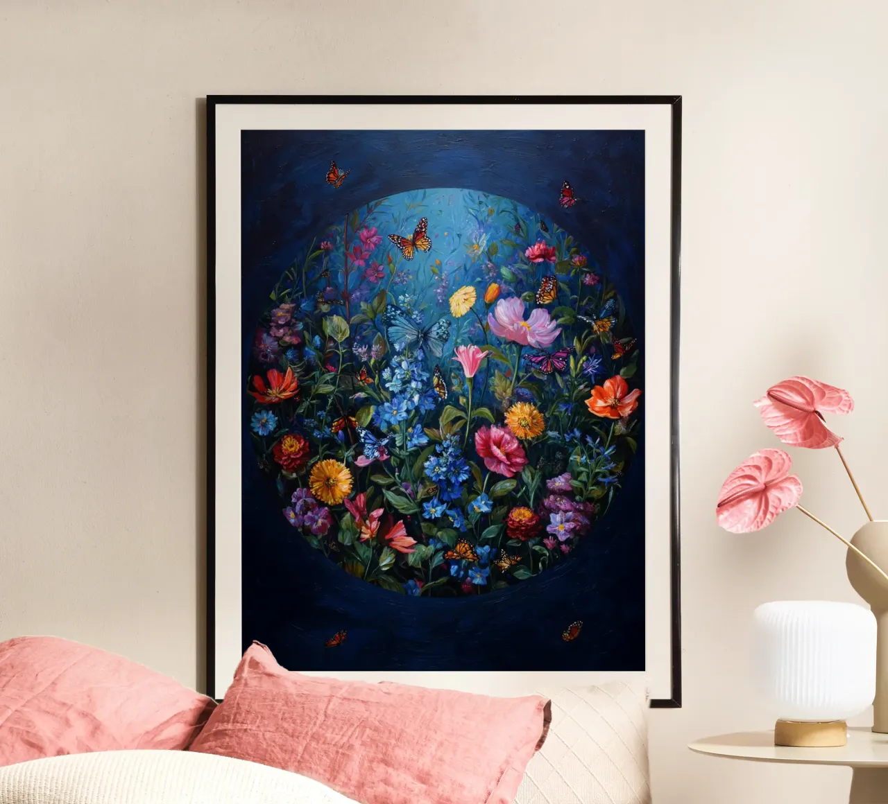 Fiori pittura (2) poster con telaio in legno da Motivate-Today