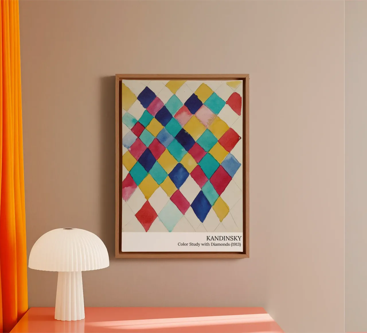 Wassily Kandinsky - Studio di colore con diamanti - poster tela con Cornice a cassetta da the red studio