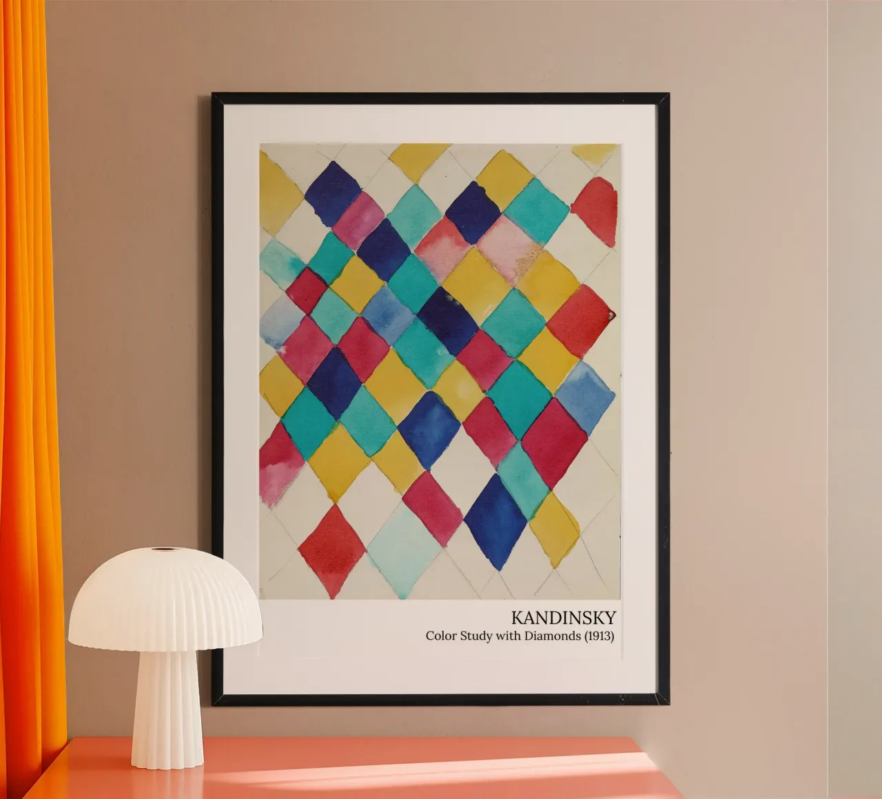 Wassily Kandinsky - Studio di colore con diamanti - poster poster con telaio in alluminio da the red studio