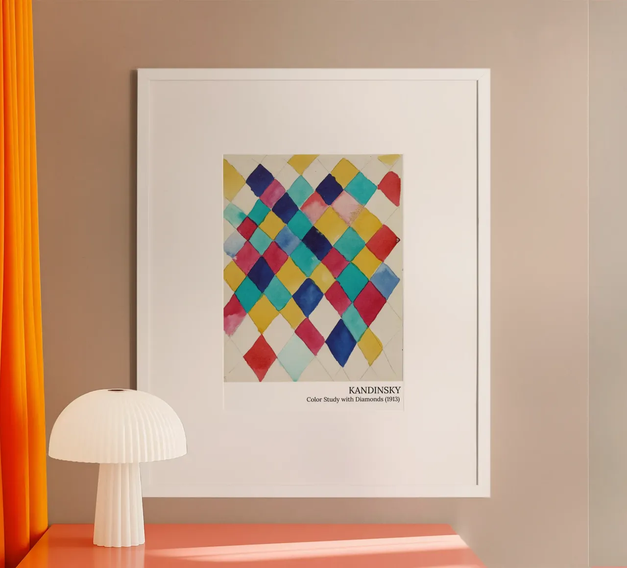 Wassily Kandinsky - Studio di colore con diamanti - poster poster con telaio in alluminio da the red studio