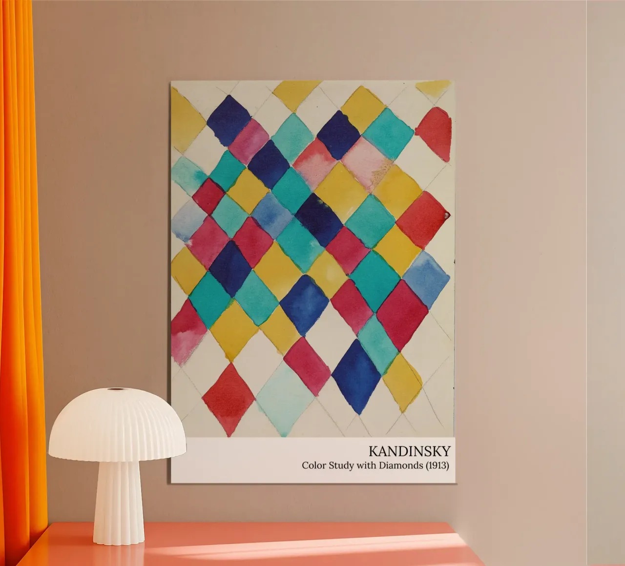 Wassily Kandinsky - Studio di colore con diamanti - poster poster con telaio in alluminio da the red studio