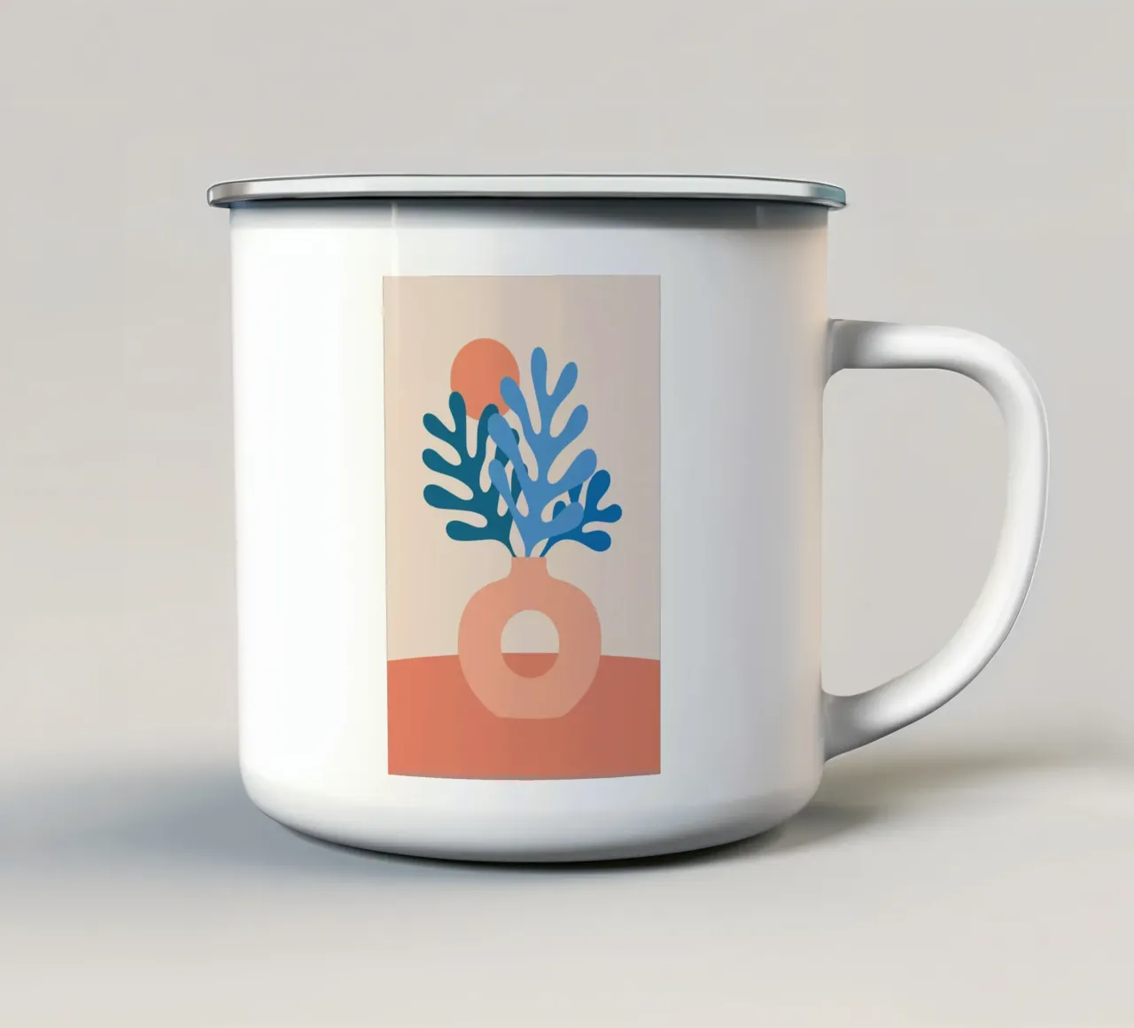 Boho Stillleben mit Korallenblättern tazza in smalto da pierosvisuals