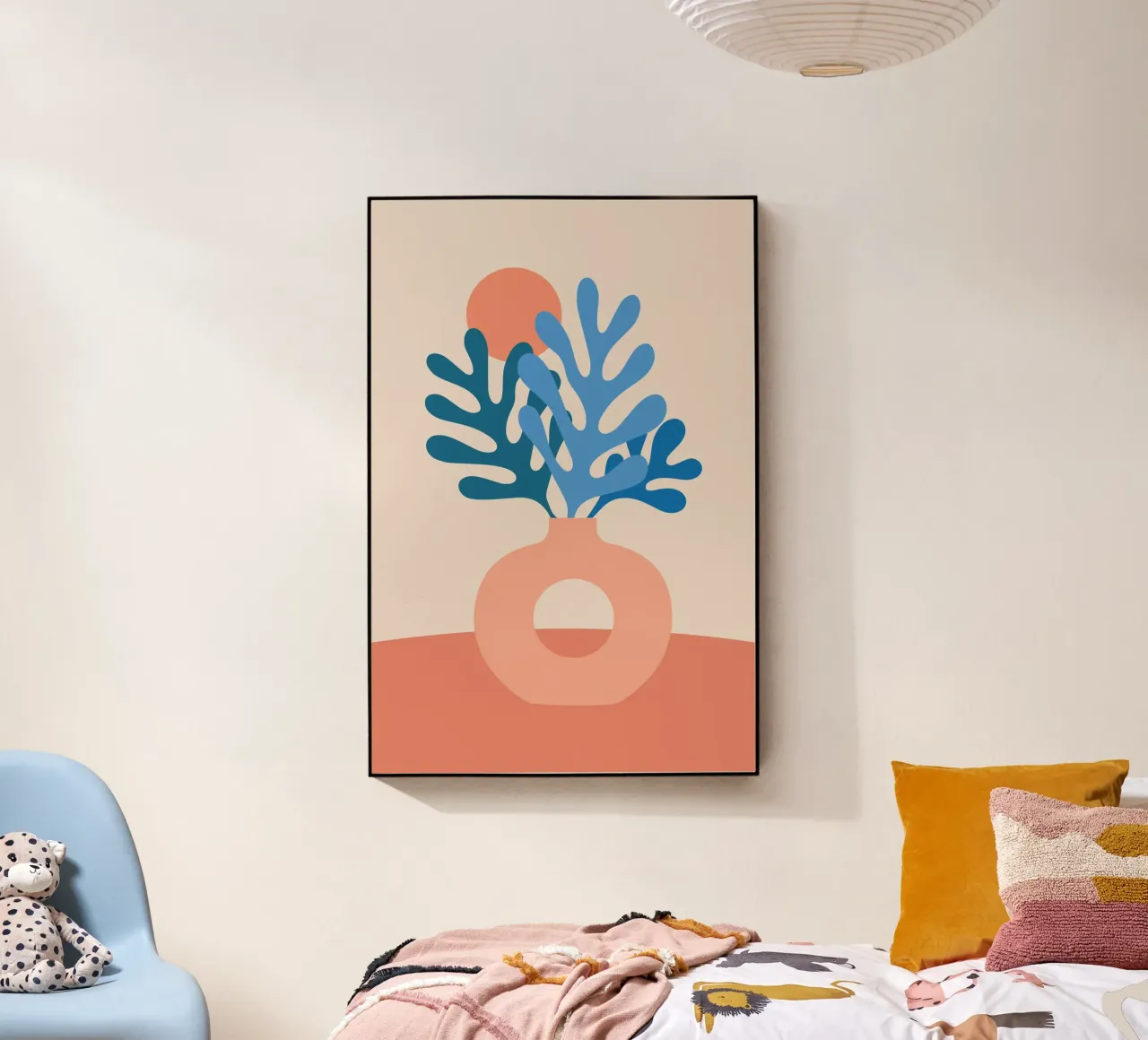 Boho Stillleben mit Korallenblättern plexiglass da pierosvisuals