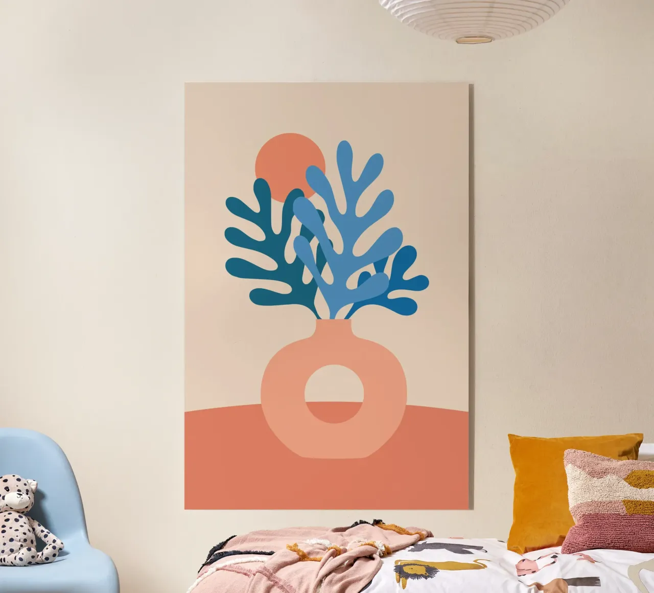 Boho Stillleben mit Korallenblättern plexiglass da pierosvisuals