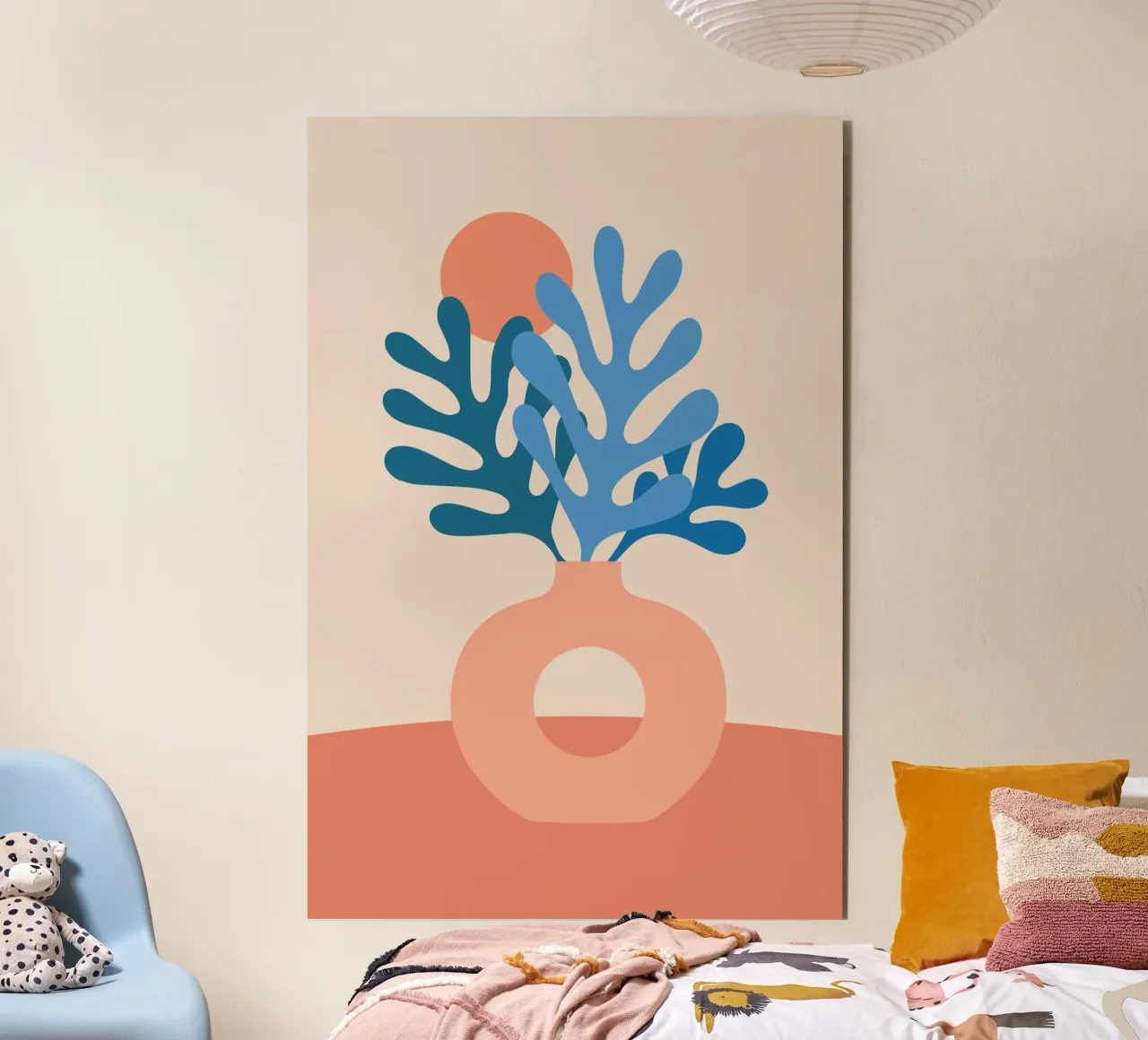 Boho Stillleben mit Korallenblättern alluminio dibond da pierosvisuals