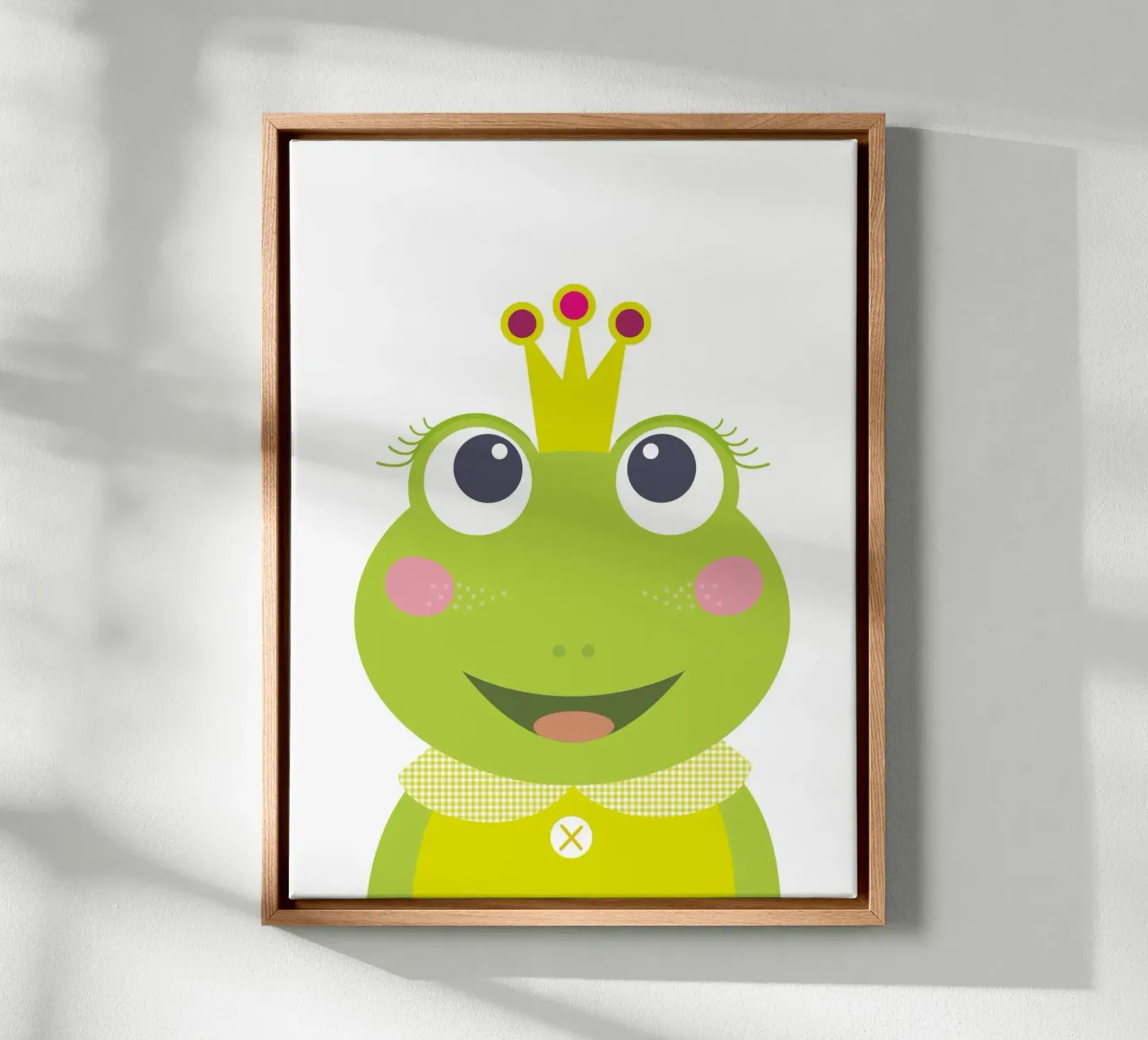 Skurrile Froschprinzessin, verspielte Märchenwandkunst Leinwand mit Schattenfugenrahmen von JaySan Studio