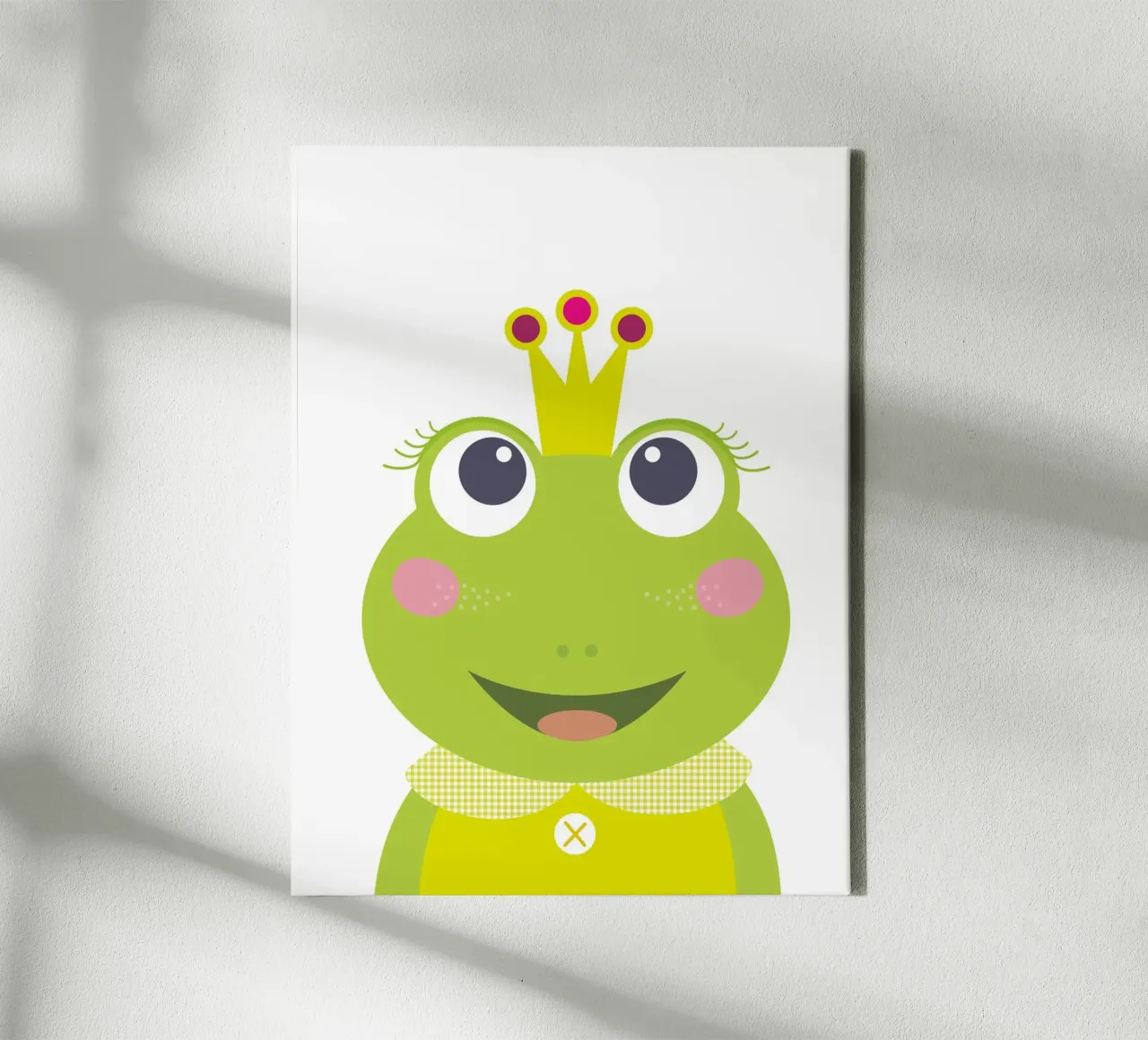 Skurrile Froschprinzessin, verspielte Märchenwandkunst Leinwand mit Schattenfugenrahmen von JaySan Studio