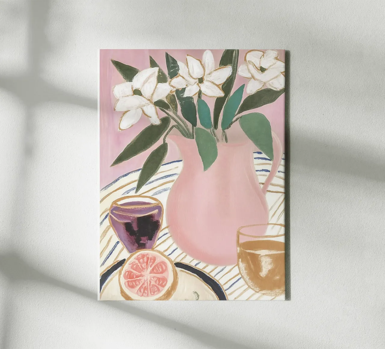Roze zomertafel canvas met Baklijst van Carinaprint
