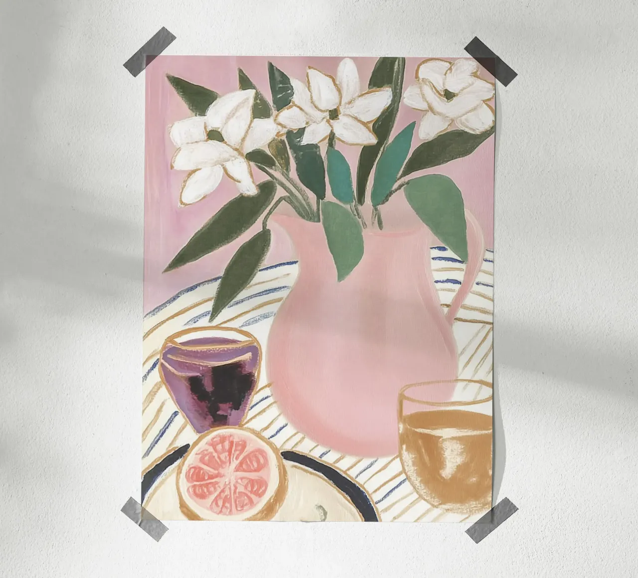 Mesa de verano rosa poster de Carinaprint