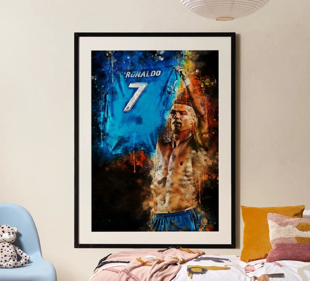 Cristiano Ronaldo Real Madrid poster con telaio in legno da MasterInkArt