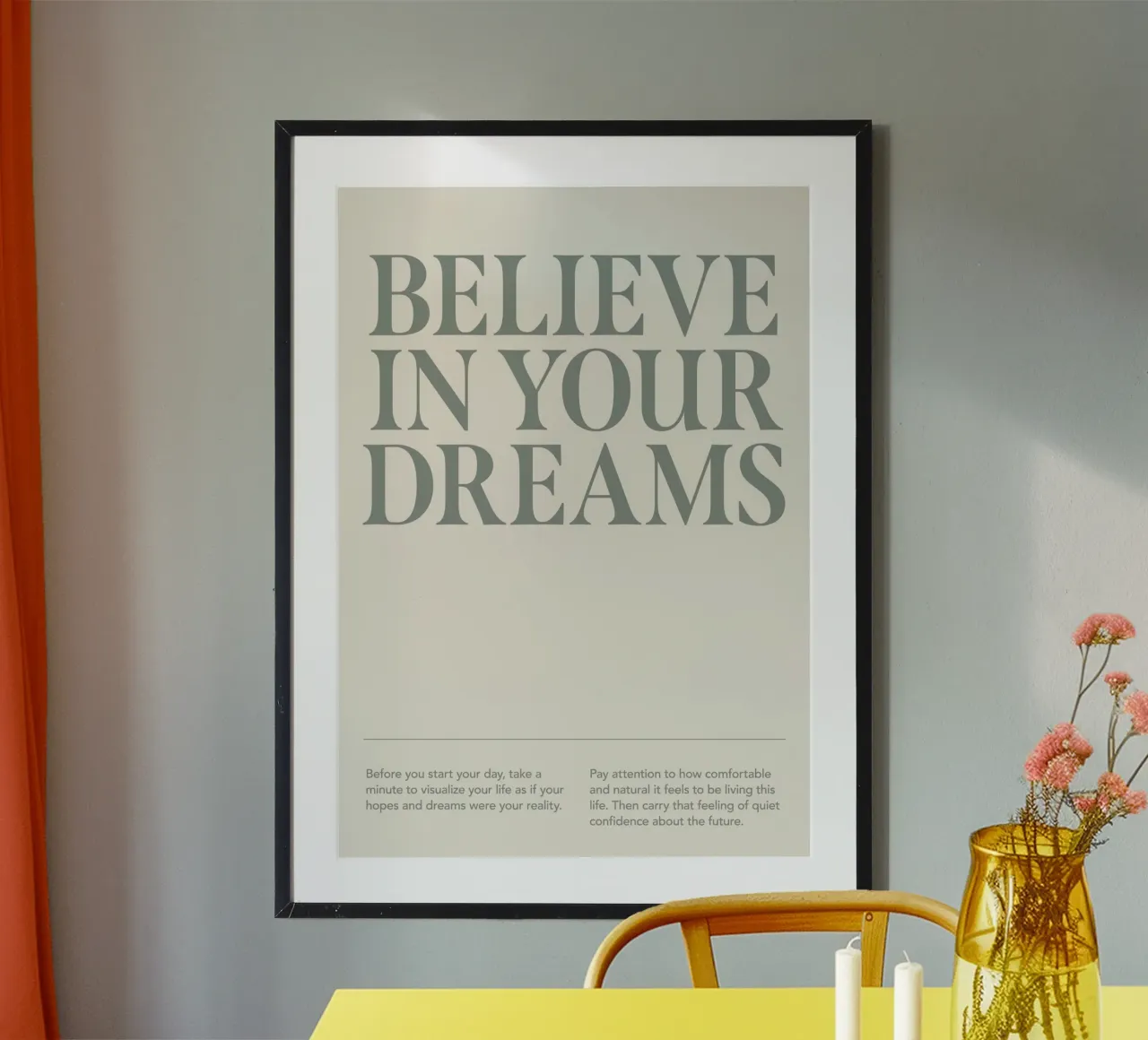 Credere ai sogni poster con telaio in plastica da Amber Hughes