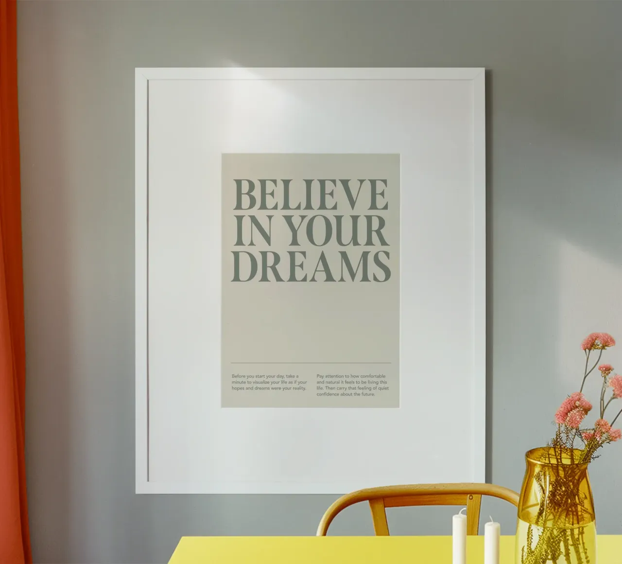 Credere ai sogni poster con telaio in plastica da Amber Hughes