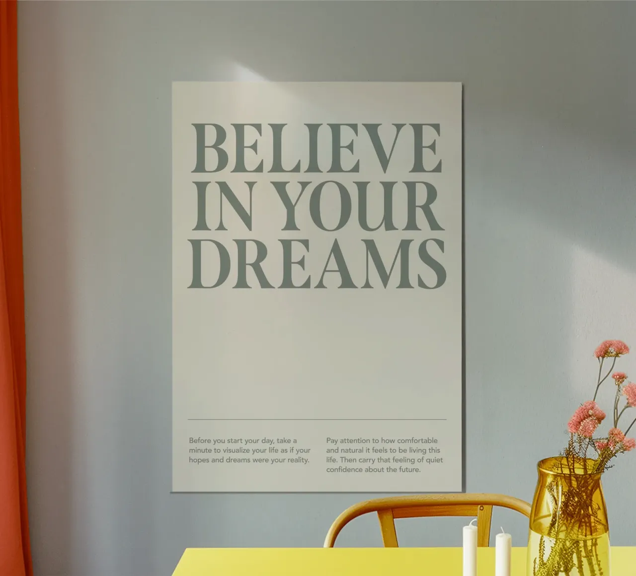 Credere ai sogni poster con telaio in plastica da Amber Hughes