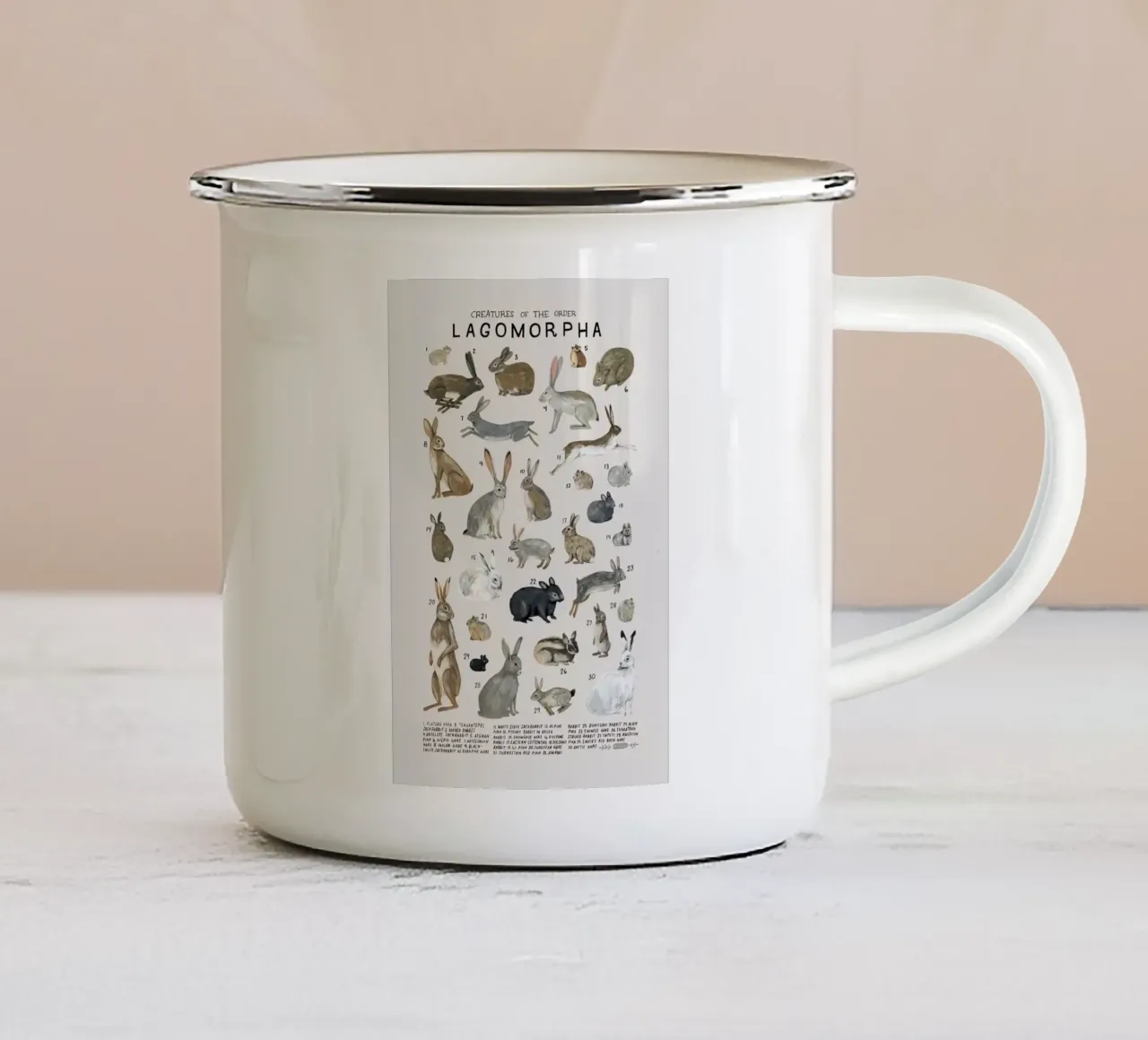 lagomorfi conigli tazza in smalto da Amber Hughes