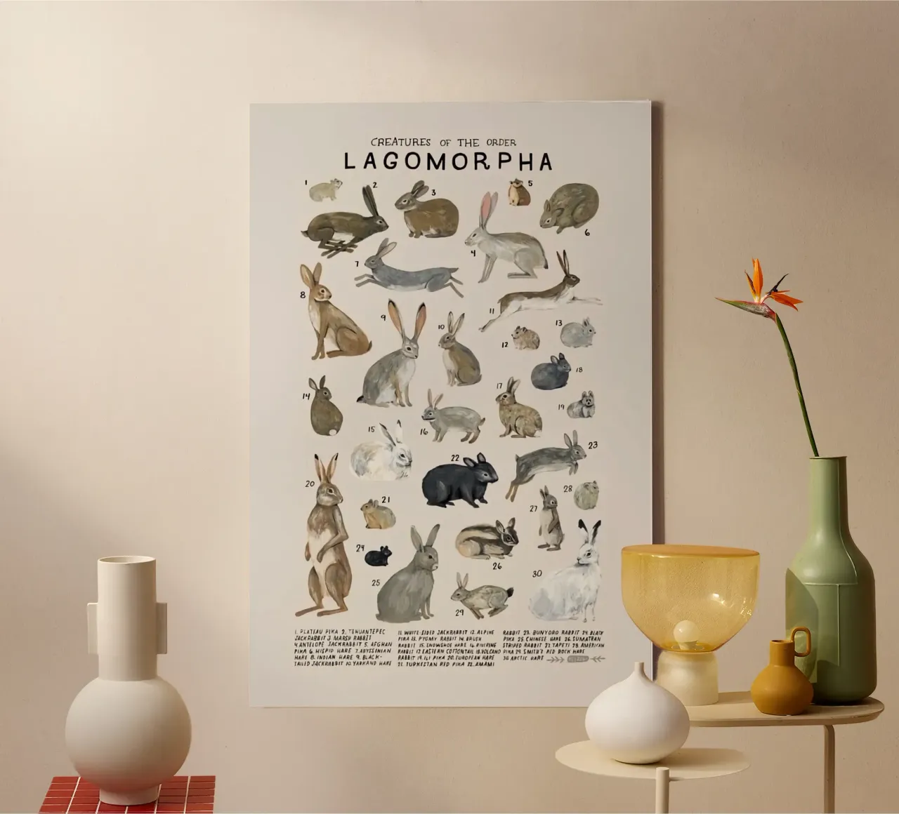 Hasentiere Kaninchen Leinwand mit Schattenfugenrahmen von Amber Hughes