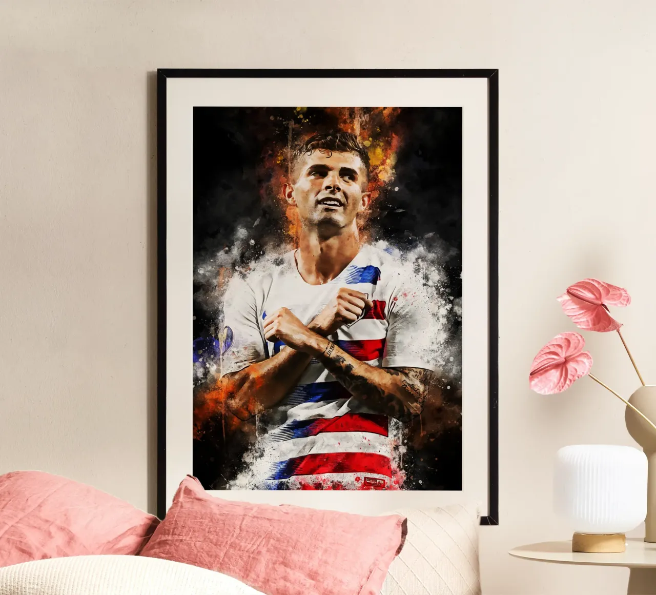 Christian Pulisic poster con telaio in plastica da MasterInkArt