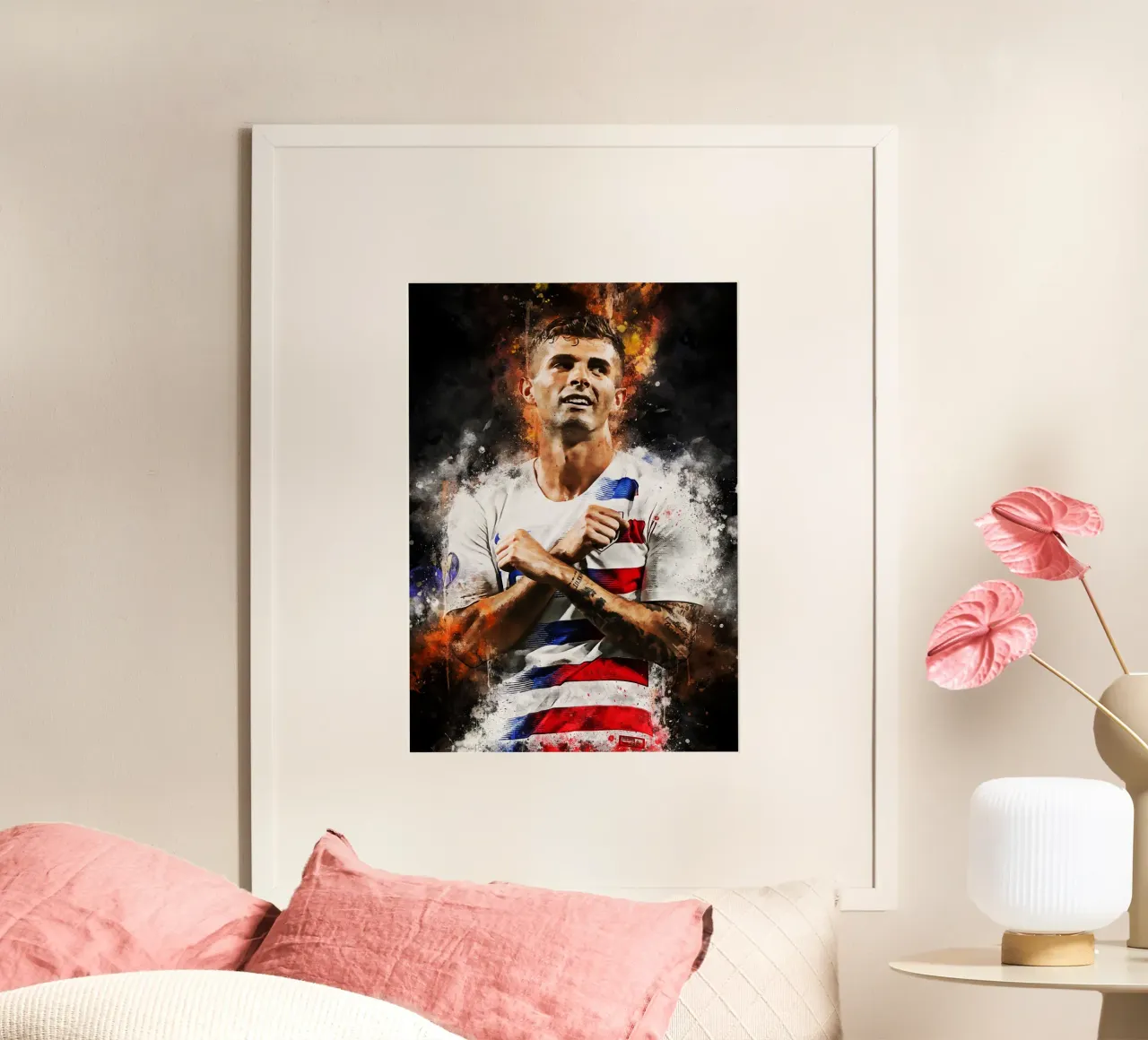 Christian Pulisic poster con telaio in plastica da MasterInkArt