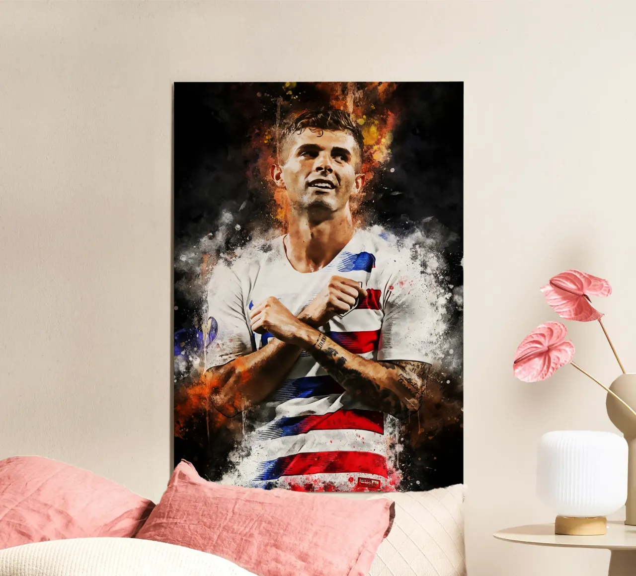 Christian Pulisic poster con telaio in plastica da MasterInkArt