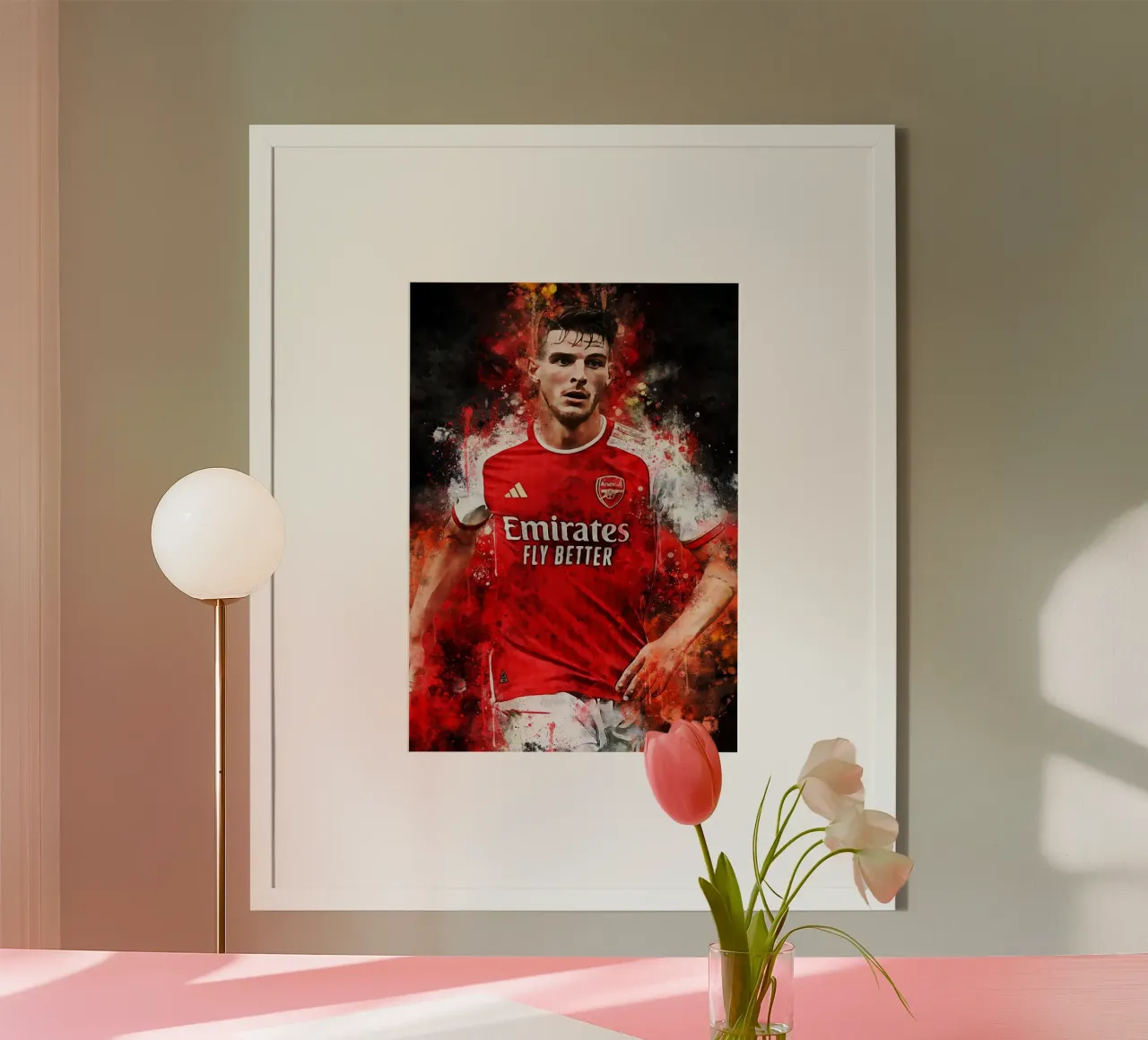 Declan Rice Arsenal poster con telaio in legno da MasterInkArt