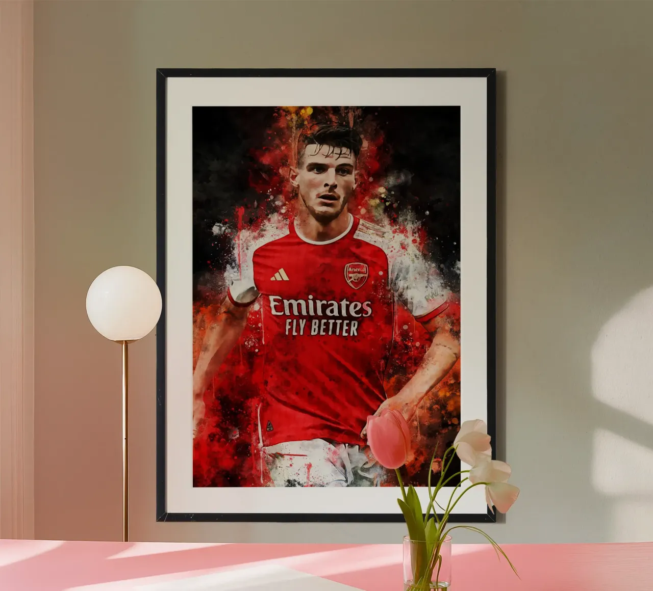 Declan Rice Arsenal poster con telaio in legno da MasterInkArt