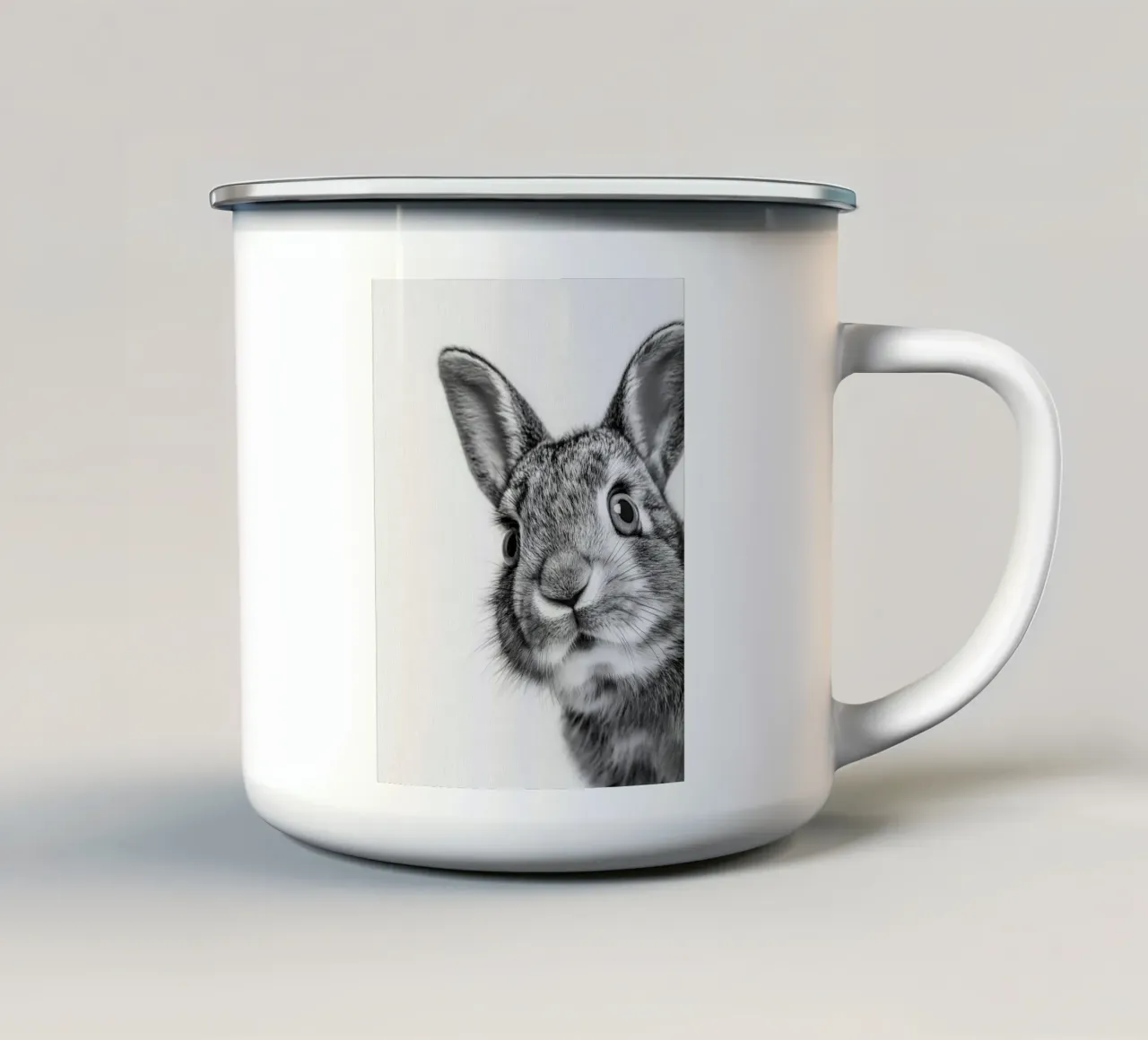 Coniglio soffice tazza in smalto da Carinaprint
