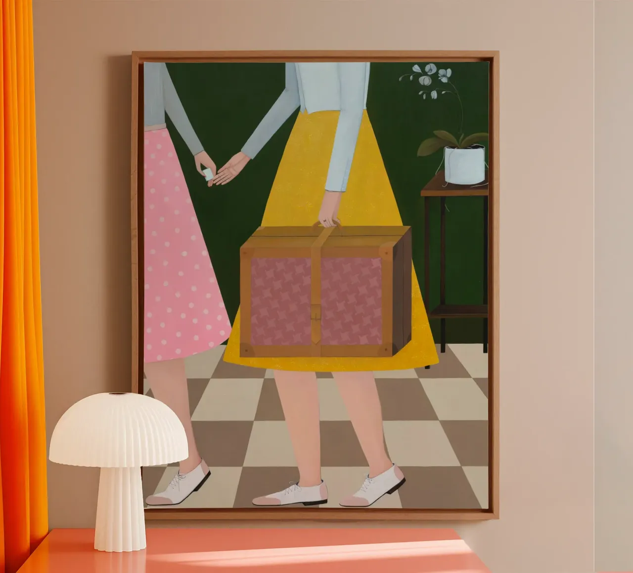 Viaggiatore in rosa polveroso - Angela Burson tela con Cornice a cassetta da Seilerprints