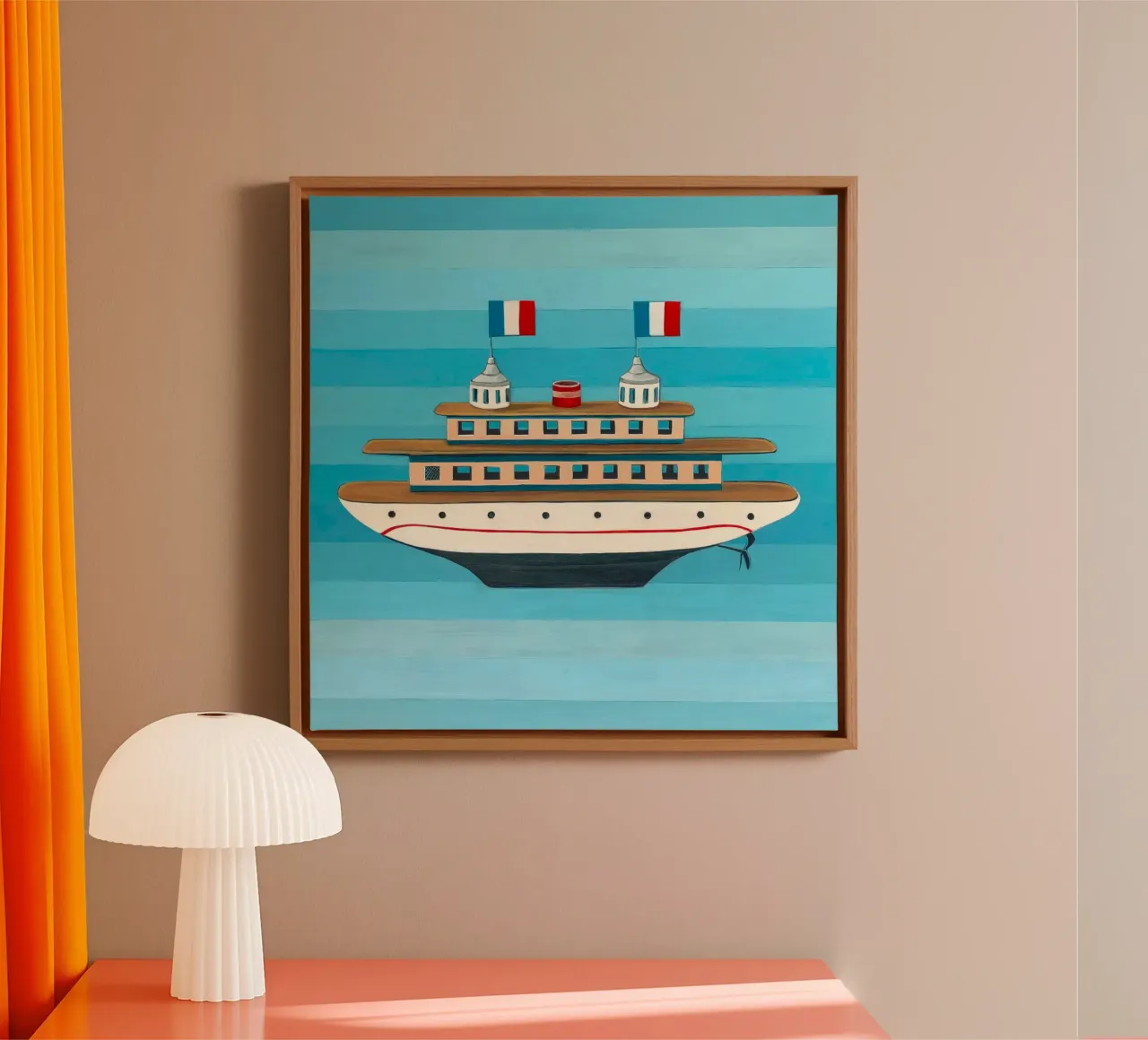 Barca Bandiere francesi 2 - Angela Burson tela con Cornice a cassetta da Seilerprints