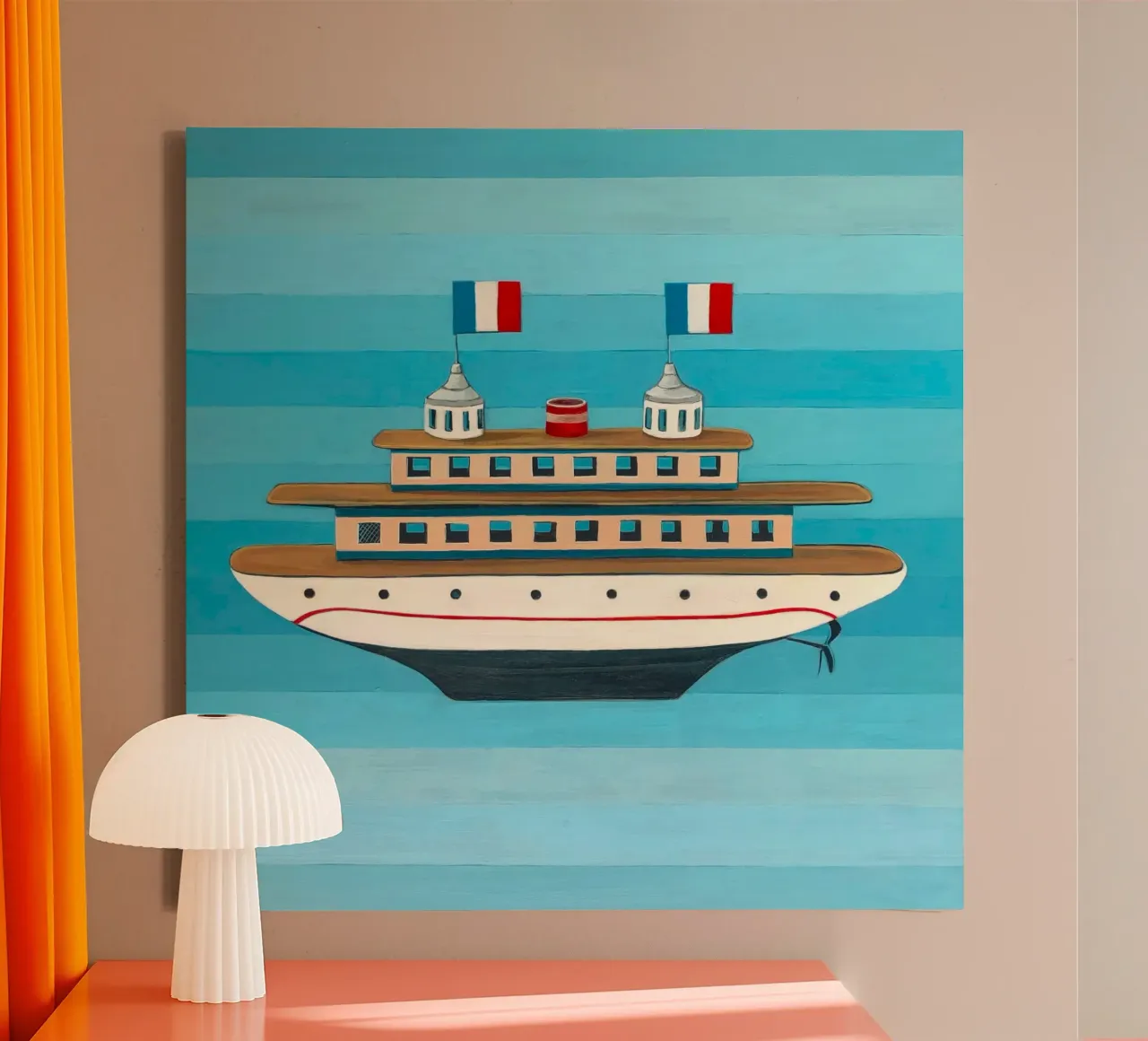 Barca Bandiere francesi 2 - Angela Burson tela con Cornice a cassetta da Seilerprints