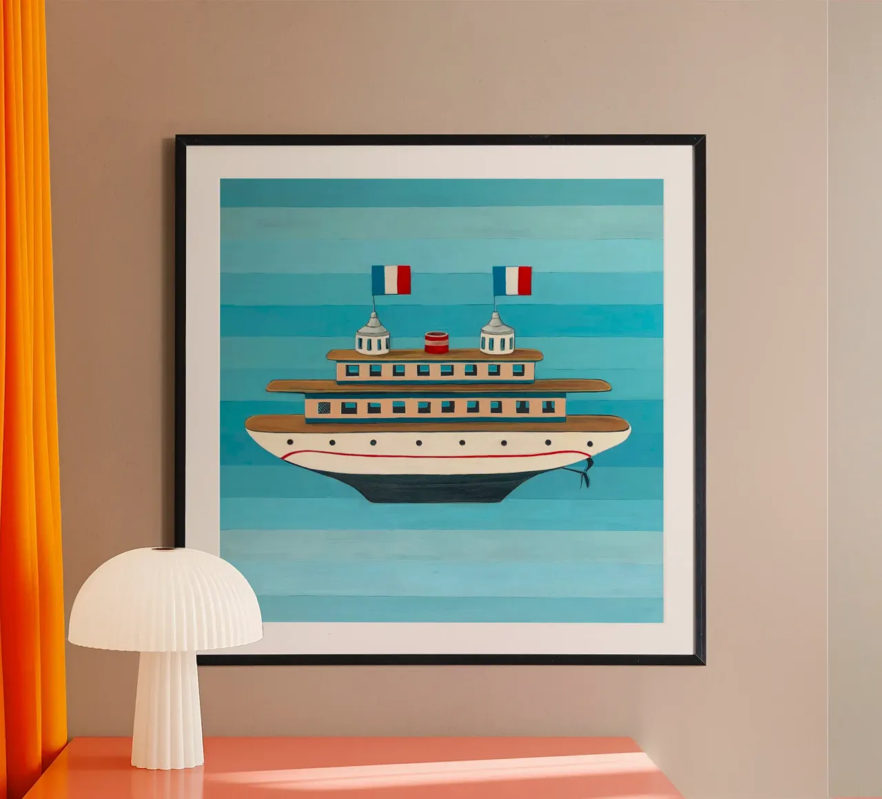 Barca Bandiere francesi 2 - Angela Burson poster con telaio in plastica da Seilerprints