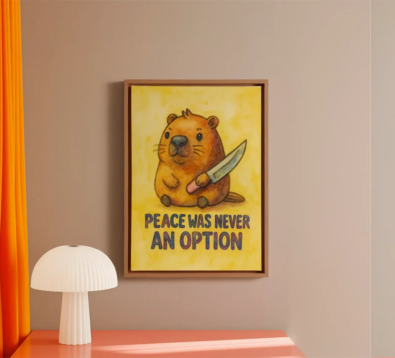 peace was never an option funny capybara canvas with Floater frame by limous