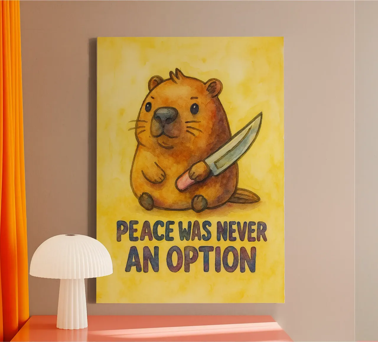 peace was never an option funny capybara canvas with Floater frame by limous