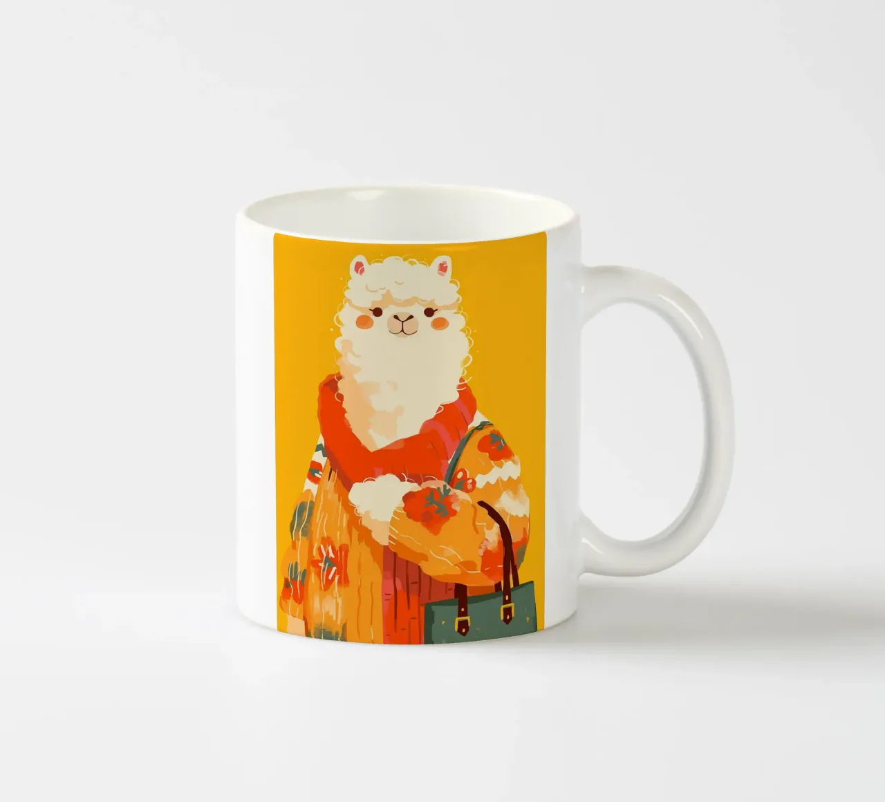 maglione di alpaca animale sciarpa borsa tazza in ceramica da Karin M Fried