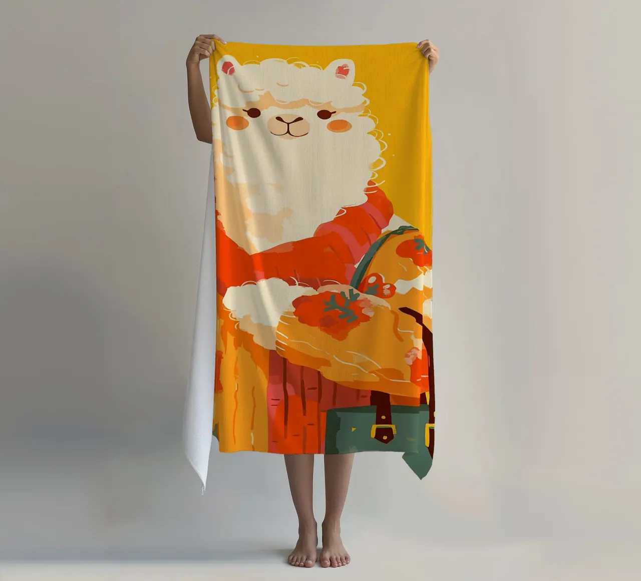 maglione di alpaca animale sciarpa borsa telo mare da Karin M Fried
