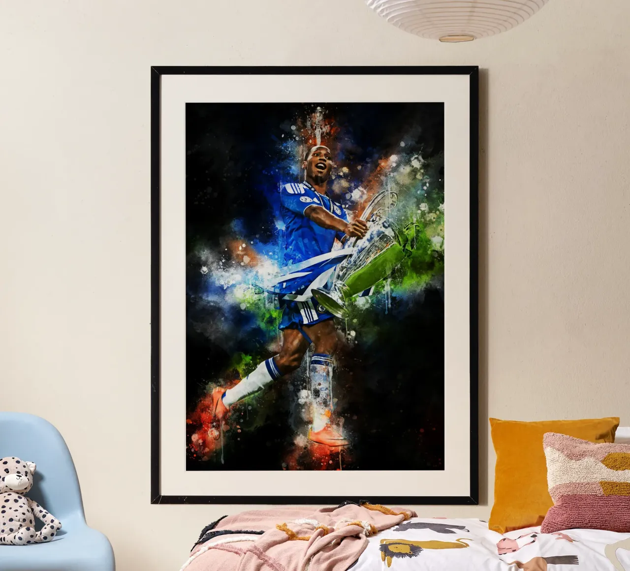 Didier Drogba poster con telaio in alluminio da MasterInkArt