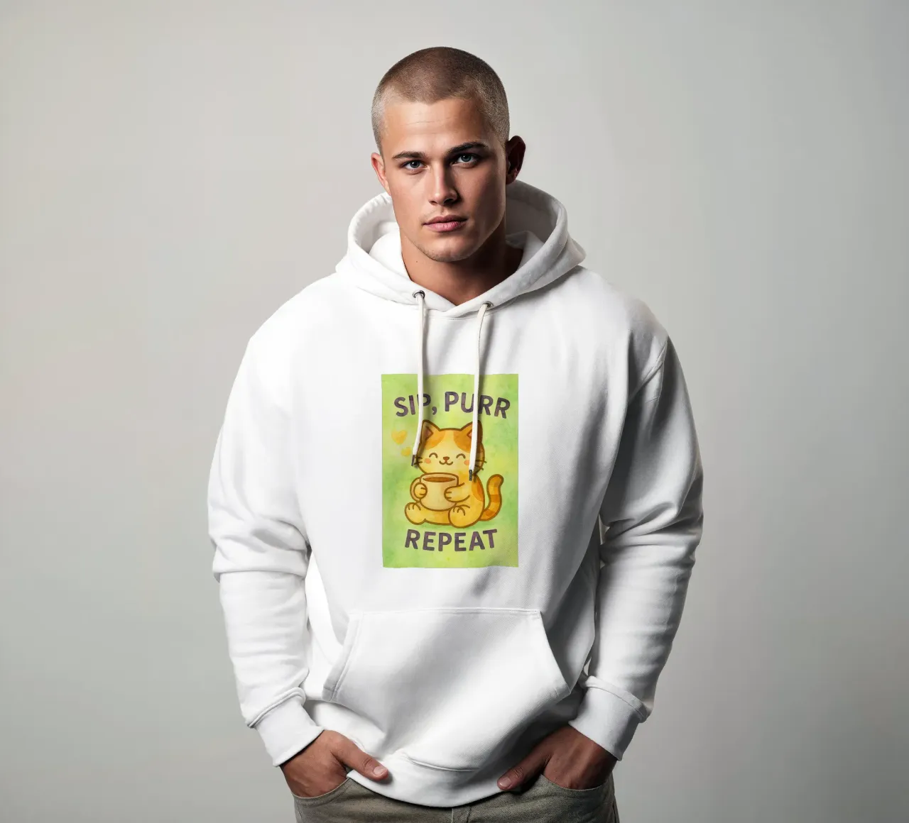sip purr repeat funny cat sudadera con capucha de limous