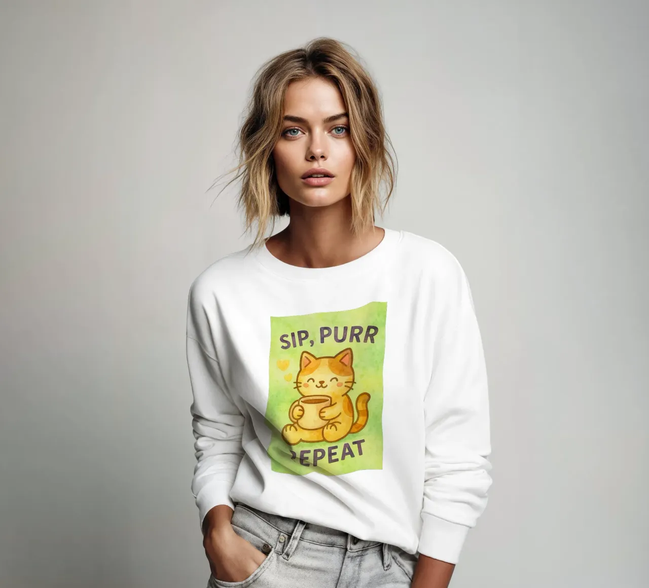 sip purr repeat funny cat sudadera de limous