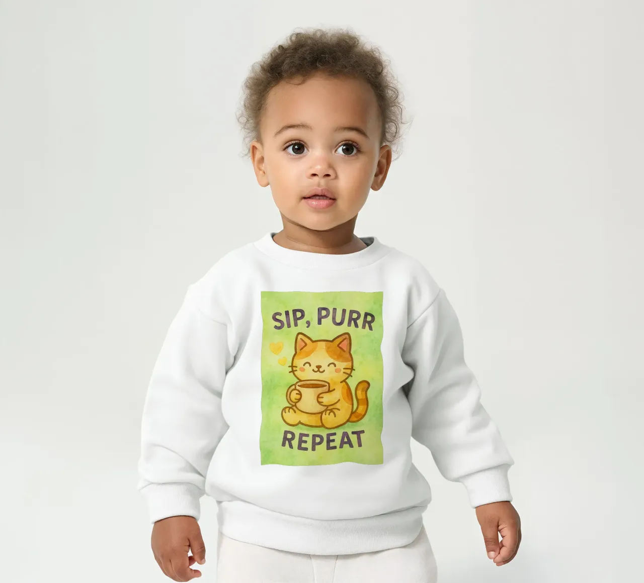 sip purr repeat funny cat sudadera de bebé de limous