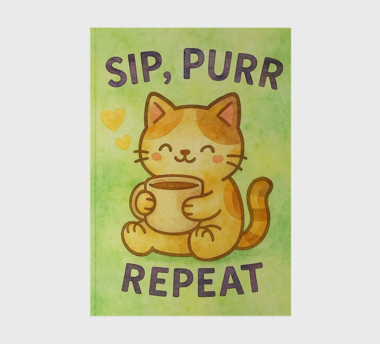 sip purr repeat funny cat notebook by limous