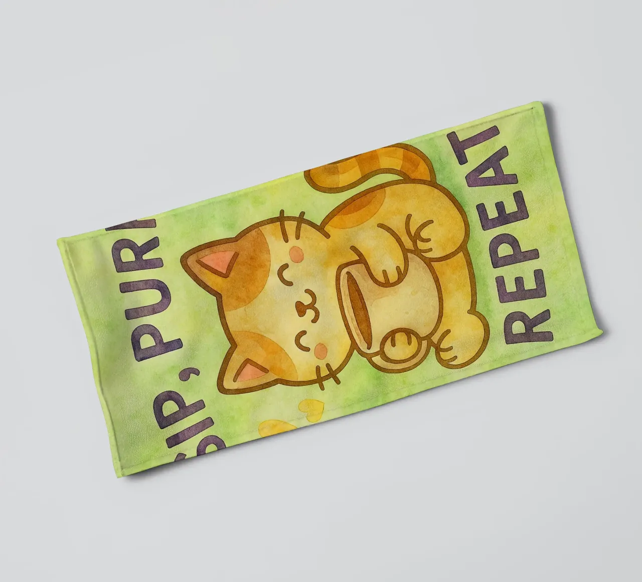sip purr repeat funny cat towel by limous