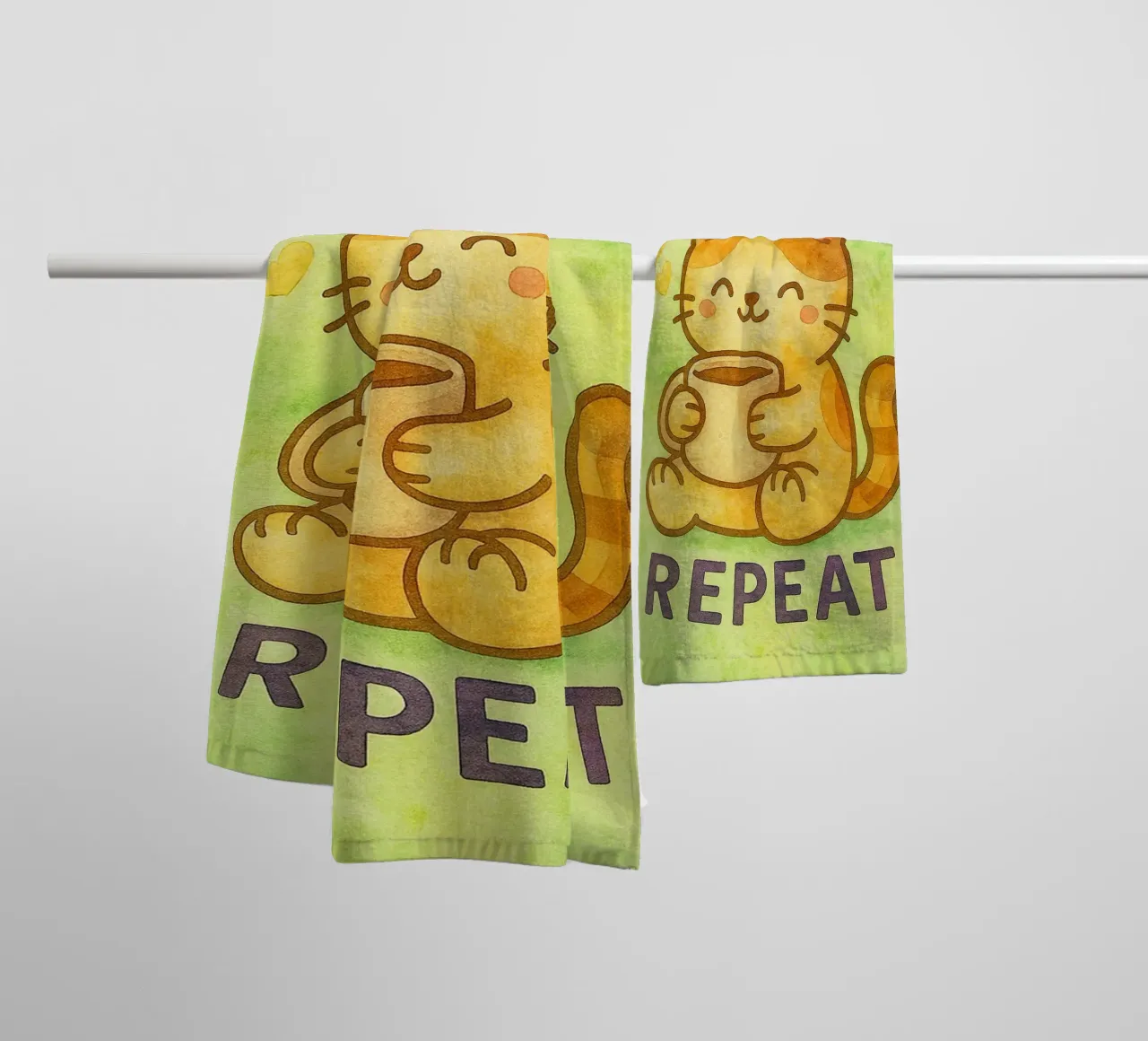 sip purr repeat funny cat towel by limous