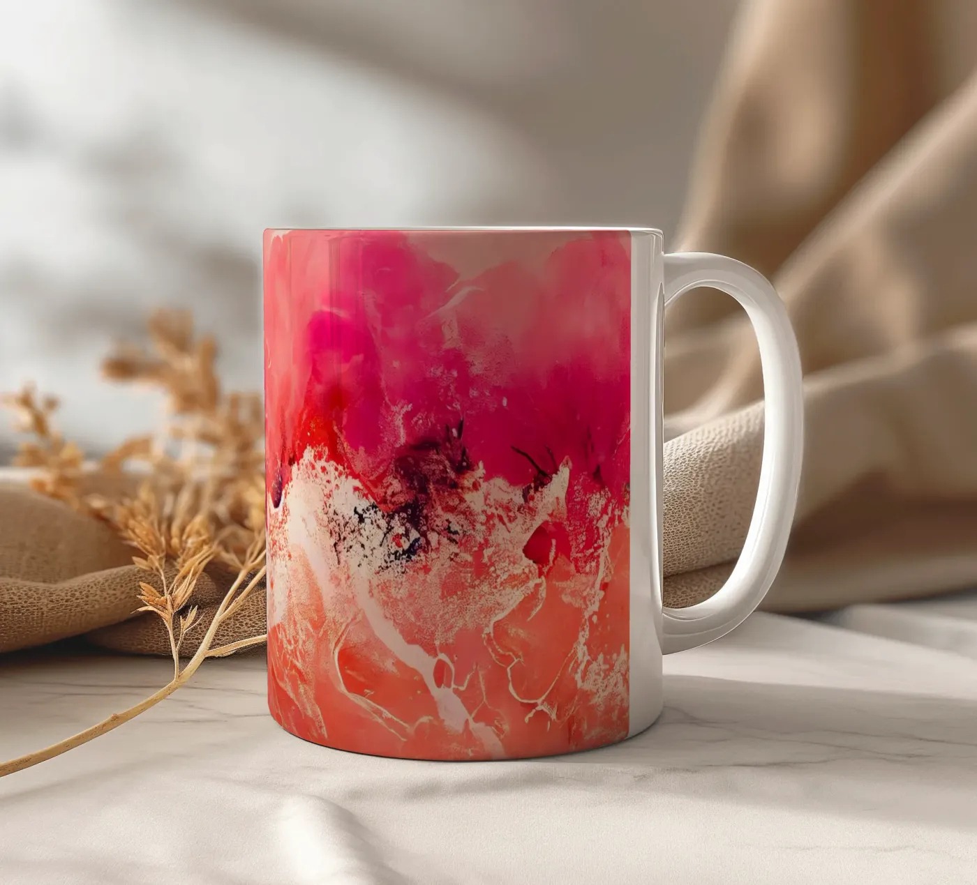 Pink Wave ceramic mug by treechild