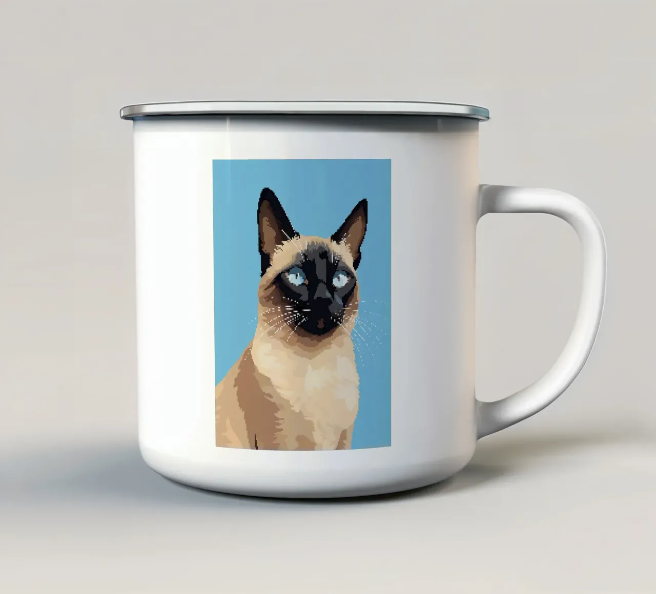 gatto siamese animale domestico baffi tazza in smalto da Karin M Fried